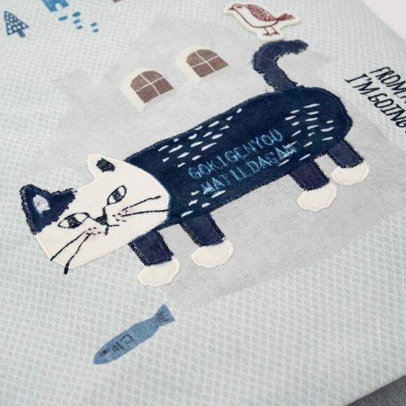 Kusuguru Japan Cat Embroidered Tote Bag – Light Blue - Picture 4 of 7